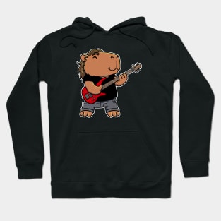 Capybara playing a Bass Guitar Hoodie